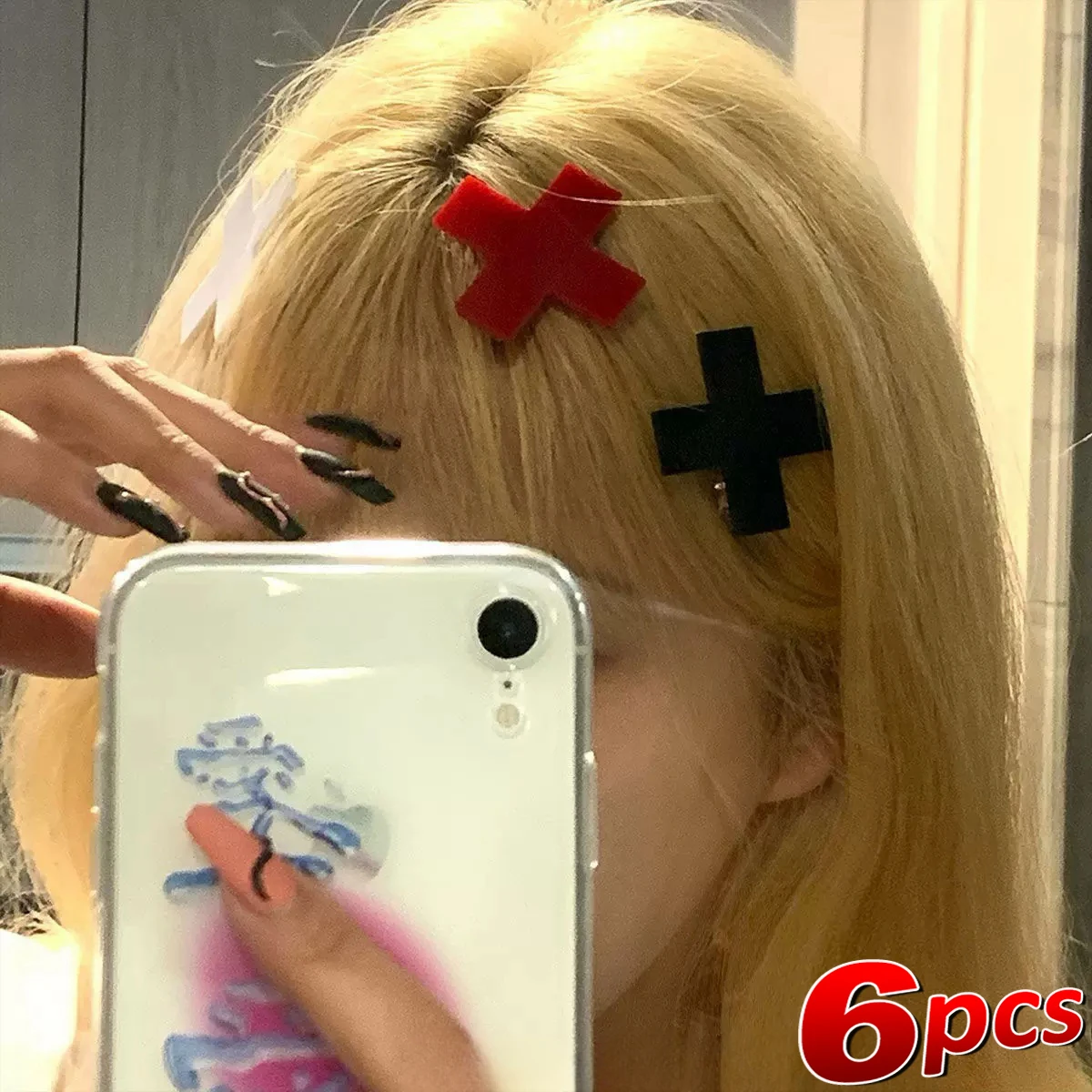 Y2K Red Cross Hair Clip Punk G - Bobby Pin Bulk reseña y precio