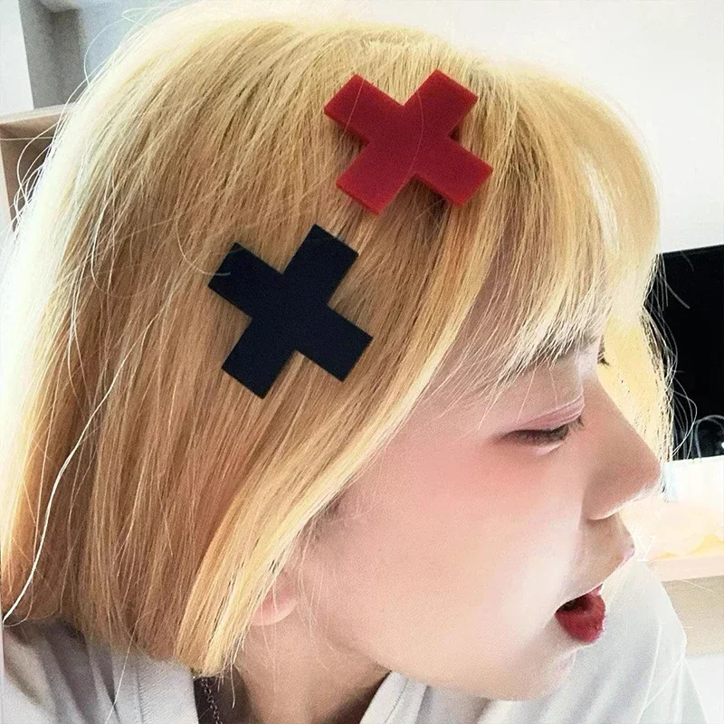 Y2K Red Cross Hair Clip Punk G - Bobby Pin Bulk reseña y precio